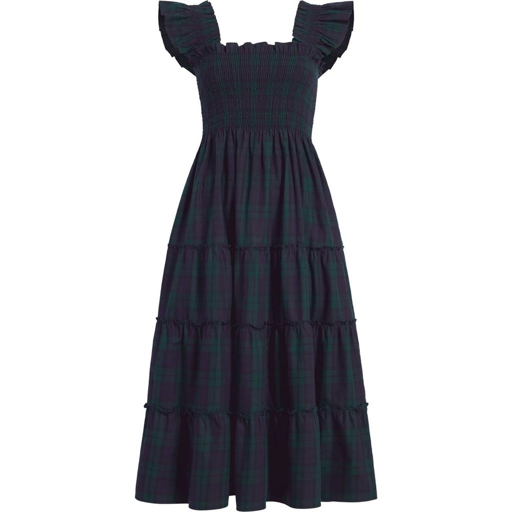 Hill House Home Ellie Nap Dress Blackwatch Tartan Plaid Smocked Midi Dress S